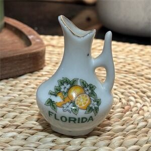 Florida Miniature Pitcher with Orange Design Souvenir Ceramic mini trinket